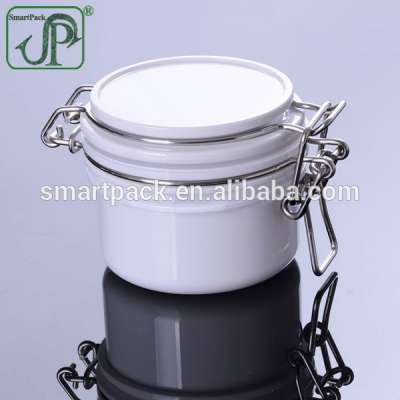 120g Empty white PET container thick wall facial mask cream jar with clip top